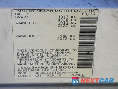 Zdjęcie 12 z 12 samochodu: 2016 NISSAN ALTIMA 2.5 S VIN:1N4AL3AP9GN348066 - miniatura