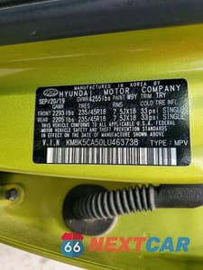 Zdjęcie 14 z 14 samochodu: 2020 HYUNDAI KONA ULTIMATE VIN:KM8K5CA50LU463738 - miniatura
