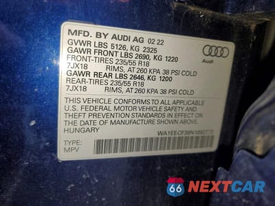 Zdjęcie 12 z 12 samochodu: 2022 AUDI Q3 PREMIUM PLUS S LINE 45 VIN:WA1EECF38N1092772 - miniatura