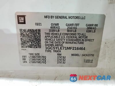 Zdjęcie 12 z 12 samochodu: 2021 CHEVROLET SILVERADO K2500 HEAVY DUTY VIN:1GC5YLE71MF216464 - miniatura