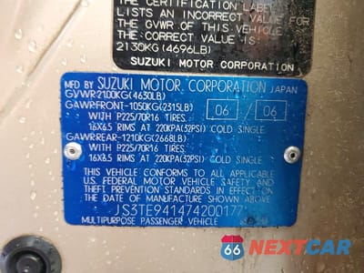 Zdjęcie 25 z 26 samochodu: 2007 SUZUKI GRAND VITARA VIN:JS3TE941474200177 - miniatura