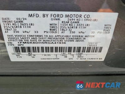 Zdjęcie 13 z 13 samochodu: 2024 FORD EXPLORER XLT VIN:1FMSK8DH5RGA41936 - miniatura