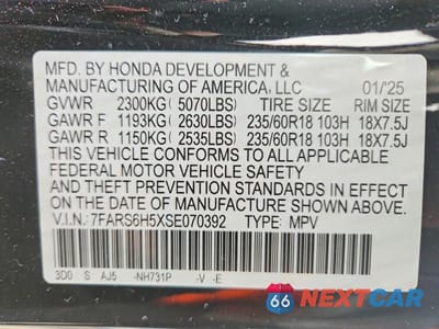 Zdjęcie 13 z 13 samochodu: 2025 HONDA CR-V SPORT VIN:7FARS6H5XSE070392 - miniatura