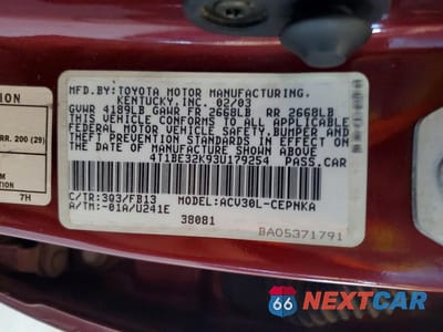 Zdjęcie 12 z 12 samochodu: 2003 TOYOTA CAMRY LE VIN:4T1BE32K93U179254 - miniatura