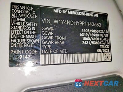 Zdjęcie 12 z 12 samochodu: 2023 MERCEDES-BENZ SPRINTER 2500 VIN:W1Y4NDHY9PT143683 - miniatura