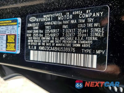 Zdjęcie 13 z 13 samochodu: 2017 HYUNDAI TUCSON SE VIN:KM8J3CA48HU538976 - miniatura