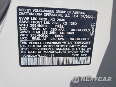 Zdjęcie 13 z 13 samochodu: 2020 VOLKSWAGEN ATLAS CROSS SPORT SEL PREMIUM VIN:1V2NE2CA7LC221457 - miniatura