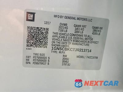 Zdjęcie 13 z 13 samochodu: 2018 CHEVROLET TAHOE C1500 LT VIN:1GNSCBKC7JR213714 - miniatura