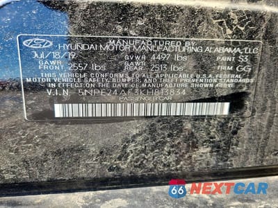 Zdjęcie 12 z 12 samochodu: 2019 HYUNDAI SONATA SE VIN:5NPE24AF3KH813834 - miniatura