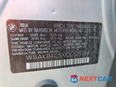 Zdjęcie 12 z 12 samochodu: 2012 BMW 740 LI VIN:WBAKB4C5XCC575384 - miniatura