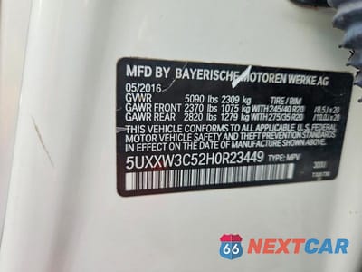 Zdjęcie 13 z 13 samochodu: 2017 BMW X4 XDRIVE28I VIN:5UXXW3C52H0R23449 - miniatura
