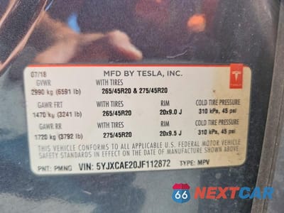 Zdjęcie 13 z 13 samochodu: 2018 TESLA MODEL X VIN:5YJXCAE20JF112872 - miniatura