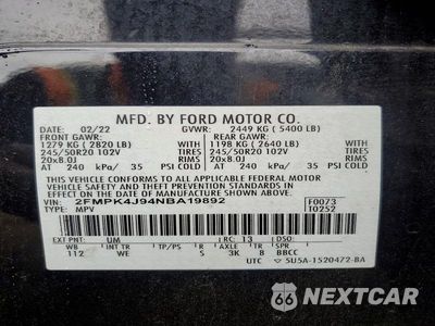 Zdjęcie 14 z 14 samochodu: 2022 FORD EDGE SEL VIN:2FMPK4J94NBA19892 - miniatura