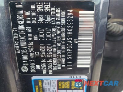 Zdjęcie 13 z 13 samochodu: 2017 KIA SORENTO LX V6 VIN:5XYPGDA51HG293294 - miniatura
