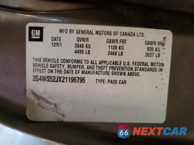 Zdjęcie 12 z 12 samochodu: 2002 BUICK CENTURY CUSTOM VIN:2G4WS52JX21196796 - miniatura