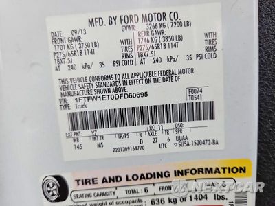 Zdjęcie 12 z 12 samochodu: 2013 FORD F150 SUPERCREW VIN:1FTFW1ET0DFD60695 - miniatura