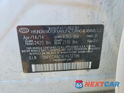 Zdjęcie 12 z 12 samochodu: 2014 HYUNDAI SONATA SE VIN:5NPEC4AC9EH932396 - miniatura