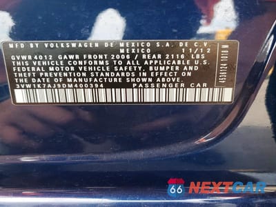 Zdjęcie 12 z 12 samochodu: 2013 VOLKSWAGEN JETTA BASE VIN:3VW1K7AJ9DM400394 - miniatura