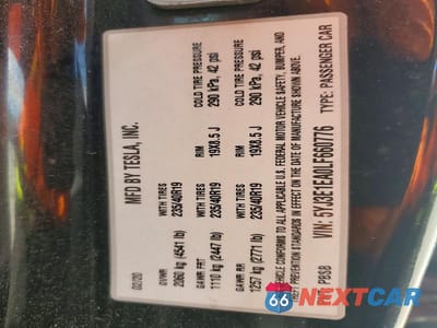 Zdjęcie 12 z 12 samochodu: 2020 TESLA MODEL 3 VIN:5YJ3E1EA0LF660776 - miniatura