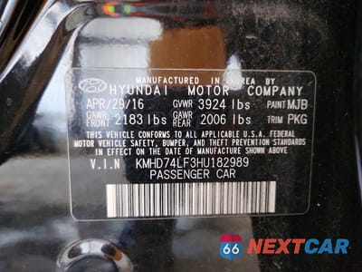 Zdjęcie 12 z 12 samochodu: 2017 HYUNDAI ELANTRA SE VIN:KMHD74LF3HU182989 - miniatura