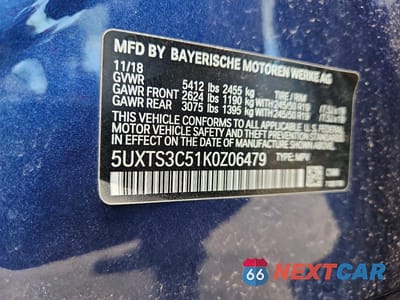 Zdjęcie 13 z 13 samochodu: 2019 BMW X3 XDRIVEM40I VIN:5UXTS3C51K0Z06479 - miniatura