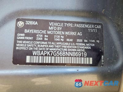 Zdjęcie 12 z 12 samochodu: 2011 BMW 328 XI VIN:WBAPK7G56BNN86919 - miniatura