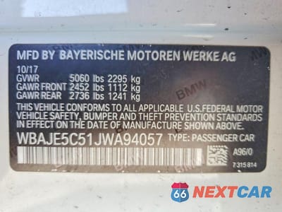 Zdjęcie 13 z 13 samochodu: 2018 BMW 540 I VIN:WBAJE5C51JWA94057 - miniatura
