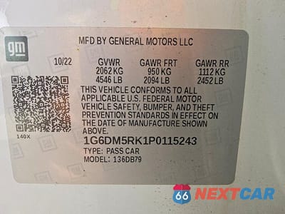 Zdjęcie 12 z 12 samochodu: 2023 CADILLAC CT5 LUXURY VIN:1G6DM5RK1P0115243 - miniatura
