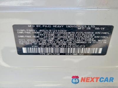Zdjęcie 14 z 14 samochodu: 2015 SUBARU FORESTER 2.0XT TOURING VIN:JF2SJGWC4FH498649 - miniatura