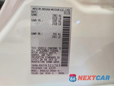 Zdjęcie 12 z 12 samochodu: 2026 NISSAN ALTIMA SV VIN:1N4BL4DV2TN311763 - miniatura