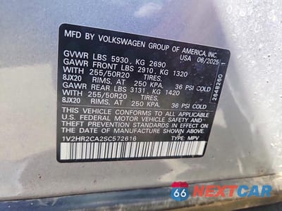 Zdjęcie 12 z 12 samochodu: 2025 VOLKSWAGEN ATLAS SE VIN:1V2HR2CA2SC572616 - miniatura