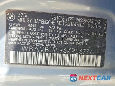 Zdjęcie 12 z 12 samochodu: 2006 BMW 3 SERIES 325 I VIN:WBAVB13596KR56777 - miniatura