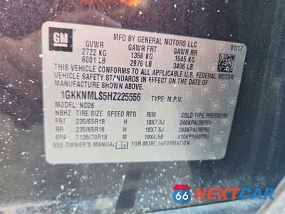 Zdjęcie 13 z 13 samochodu: 2017 GMC ACADIA SLT-1 VIN:1GKKNMLS5HZ225556 - miniatura