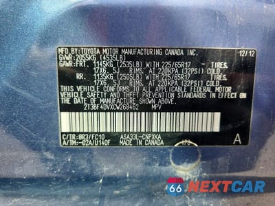 Zdjęcie 13 z 13 samochodu: 2012 TOYOTA RAV4 BASE VIN:2T3BF4DVXCW268462 - miniatura