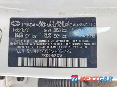 Zdjęcie 12 z 12 samochodu: 2021 HYUNDAI ELANTRA SE VIN:5NPLL4AG5MH034693 - miniatura