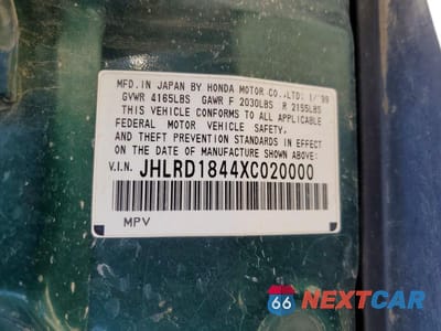 Zdjęcie 13 z 13 samochodu: 1999 HONDA CR-V LX VIN:JHLRD1844XC020000 - miniatura