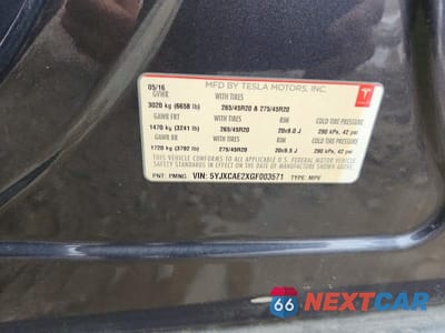 Zdjęcie 13 z 13 samochodu: 2016 TESLA MODEL X VIN:5YJXCAE2XGF003571 - miniatura