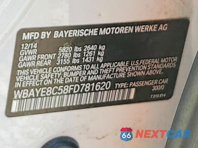 Zdjęcie 12 z 12 samochodu: 2015 BMW 750 LI VIN:WBAYE8C58FD781620 - miniatura