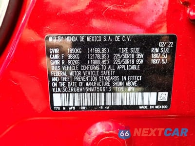 Zdjęcie 14 z 14 samochodu: 2022 HONDA HR-V SPORT VIN:3CZRU6H15NM756613 - miniatura