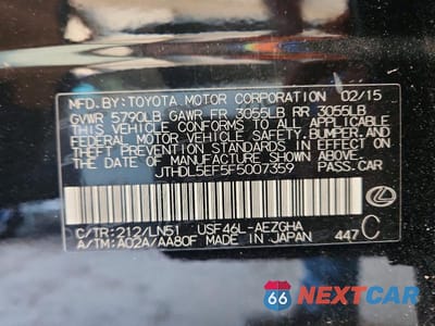 Zdjęcie 12 z 12 samochodu: 2015 LEXUS LS 460L VIN:JTHDL5EF5F5007359 - miniatura