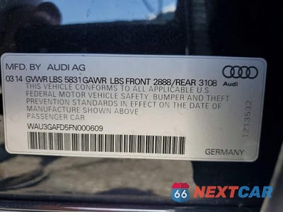 Zdjęcie 12 z 12 samochodu: 2015 AUDI A8 L QUATTRO VIN:WAU3GAFD5FN000609 - miniatura