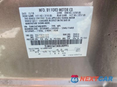 Zdjęcie 12 z 12 samochodu: 2019 LINCOLN MKT VIN:2LMHJ5AT5KBL00995 - miniatura