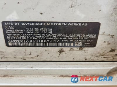 Zdjęcie 12 z 12 samochodu: 2020 BMW 330XI VIN:3MW5R7J03L8B25312 - miniatura