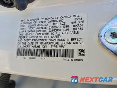 Zdjęcie 13 z 13 samochodu: 2018 HONDA CR-V EX VIN:2HKRW1H56JH511051 - miniatura