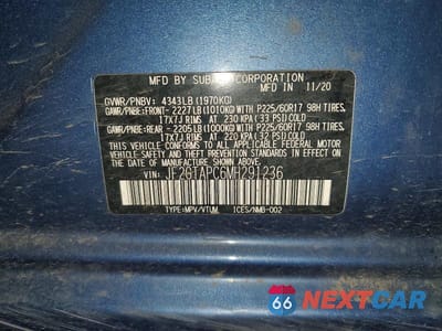 Zdjęcie 13 z 13 samochodu: 2021 SUBARU CROSSTREK PREMIUM VIN:JF2GTAPC6MH291236 - miniatura