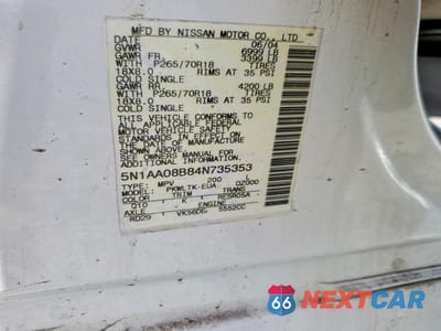 Zdjęcie 13 z 13 samochodu: 2004 NISSAN ARMADA SE VIN:5N1AA08B84N735353 - miniatura