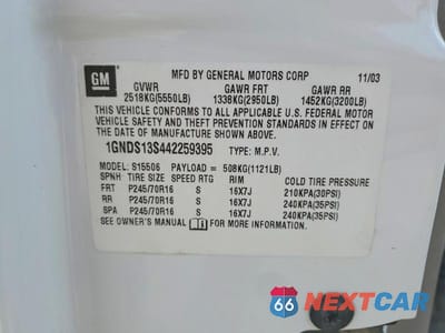 Zdjęcie 13 z 13 samochodu: 2004 CHEVROLET TRAILBLAZER LS VIN:1GNDS13S442259395 - miniatura