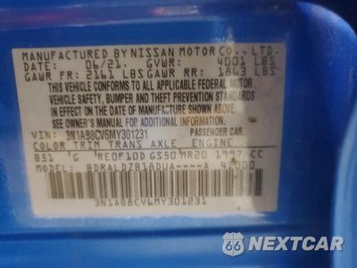 Zdjęcie 12 z 12 samochodu: 2021 NISSAN SENTRA SV VIN:3N1AB8CV6MY301231 - miniatura