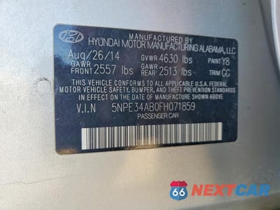 Zdjęcie 12 z 12 samochodu: 2015 HYUNDAI SONATA SPORT 2.0T VIN:5NPE34AB0FH071859 - miniatura