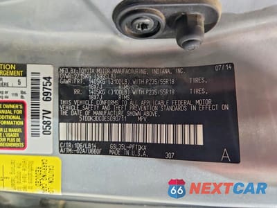 Zdjęcie 13 z 13 samochodu: 2014 TOYOTA SIENNA XLE 7-PASSENGER VIN:5TDDK3DC0ES090711 - miniatura